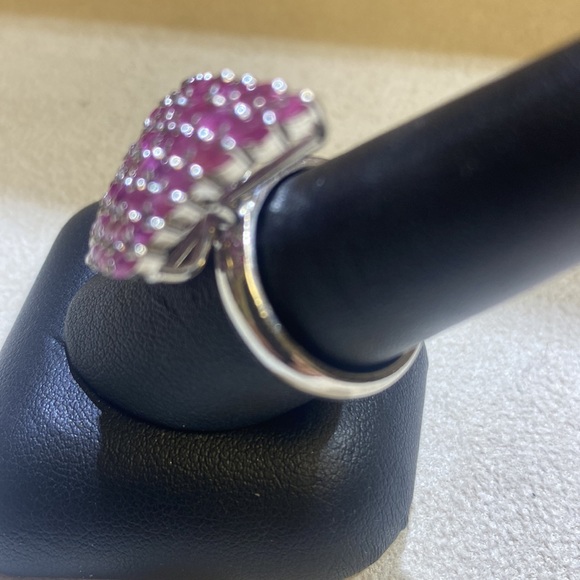 Sterling silver light red gemstone ring - Picture 4 of 5